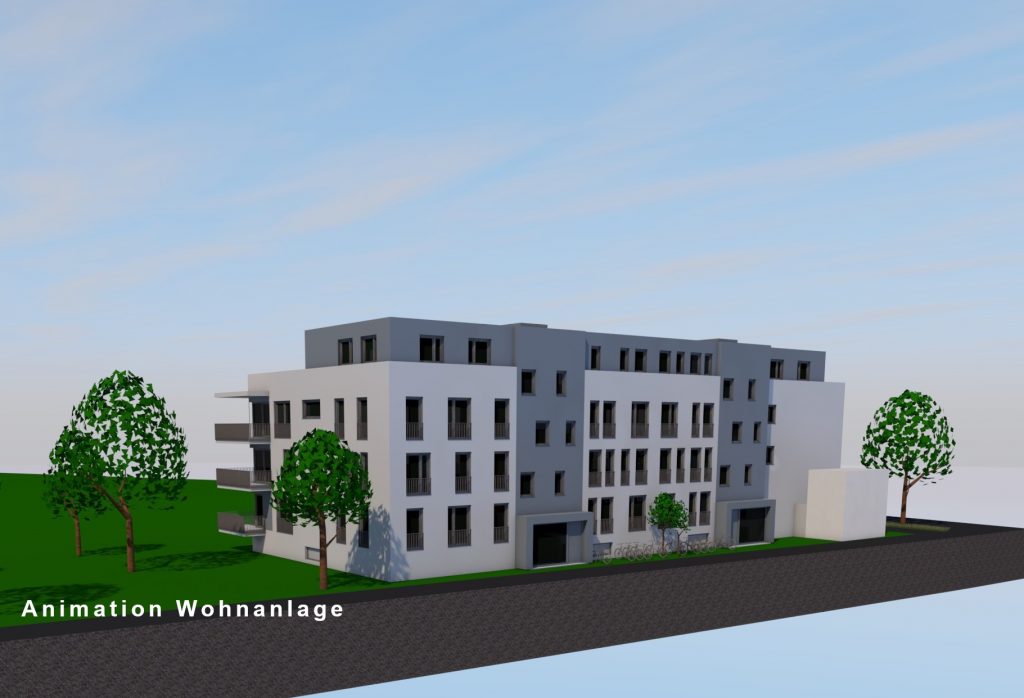 Animation Ansicht West-Süd-Ost Familienwohnen am Sophienhafen - Halle/Saale